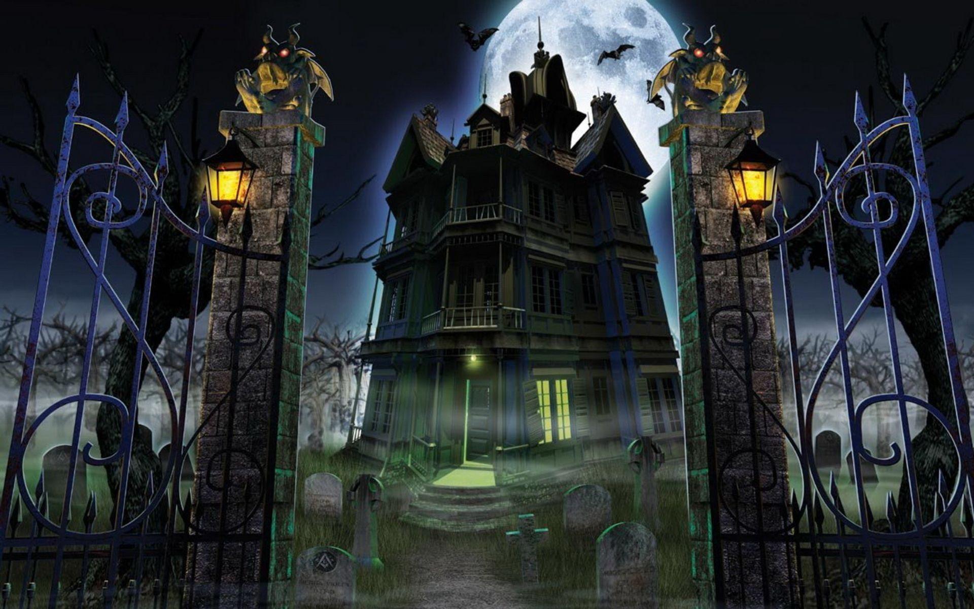 1920x1200 3D Halloween Haunted House #Photo
