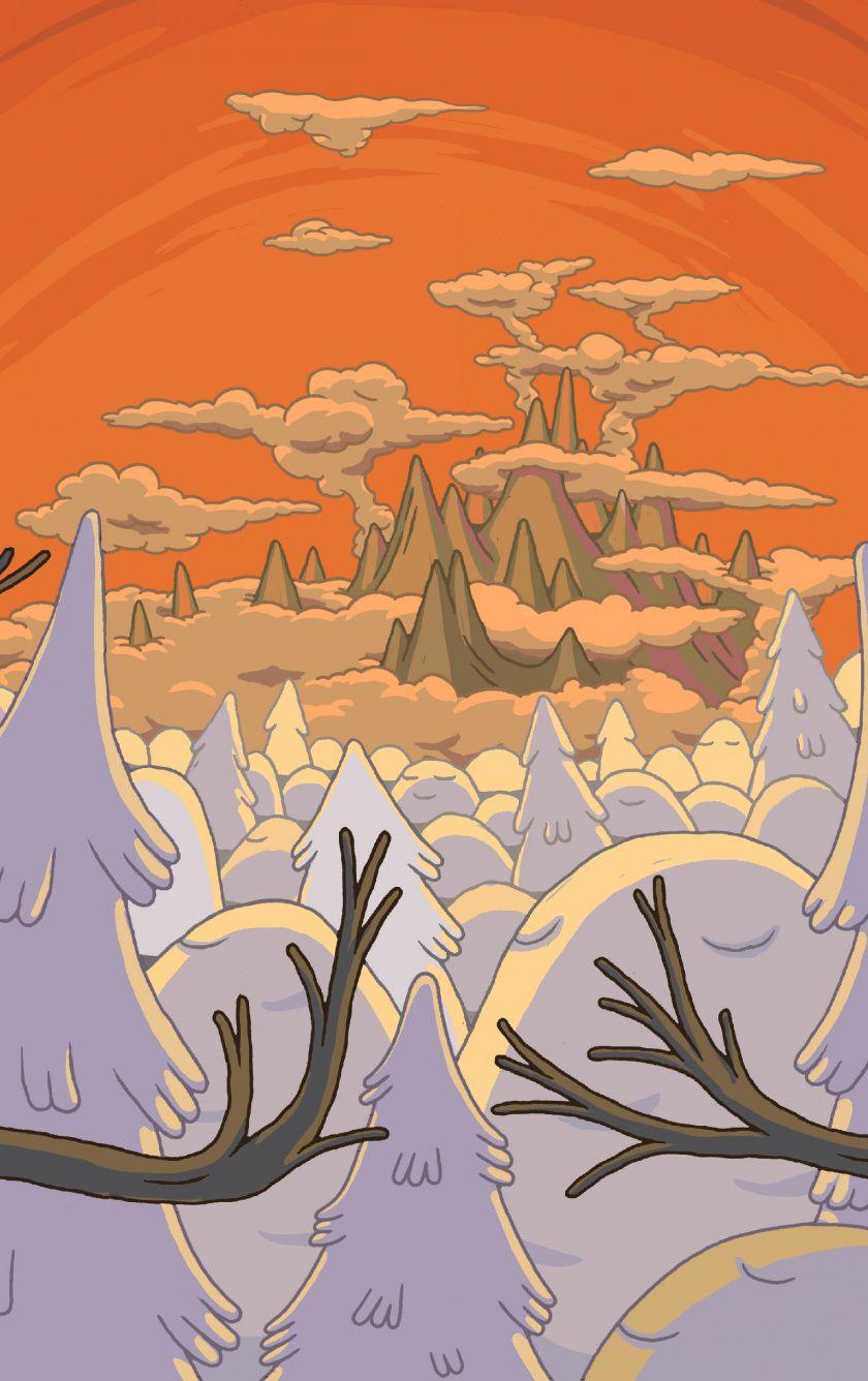 840x1336 Download 840x1336 wallpaper adventure time, tree, landscape