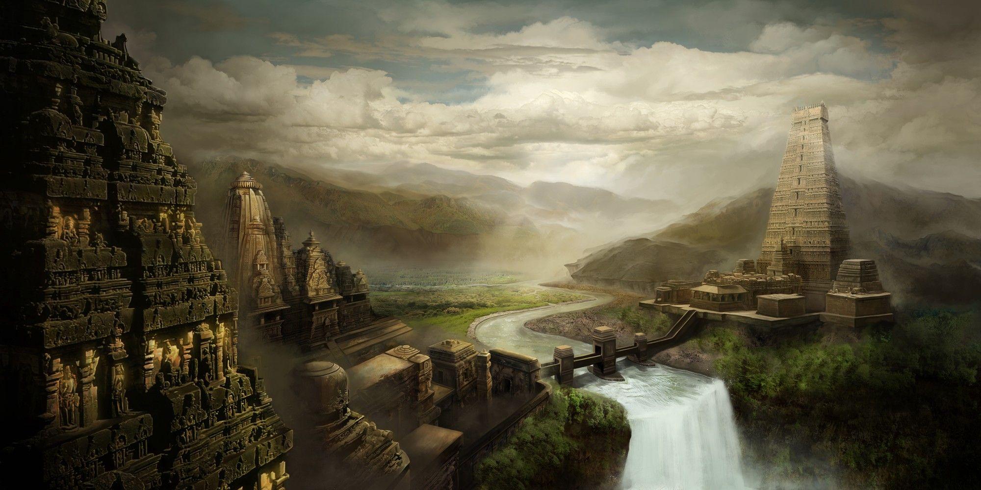 2000x1000 Fantasy Temple Wallpaper 22 X 1000