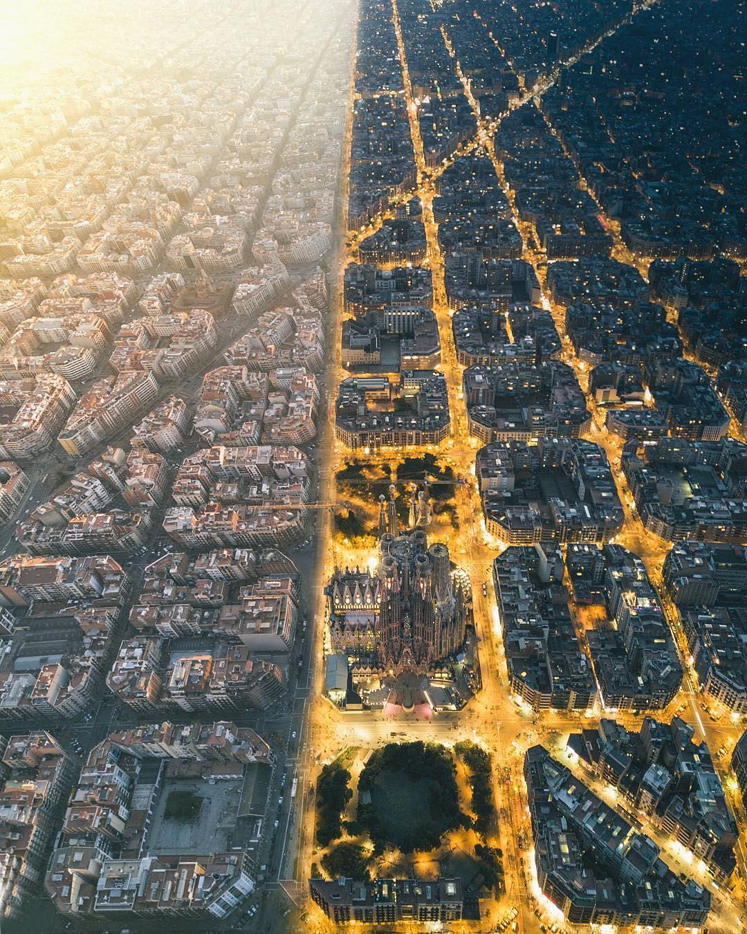 1080x1350 Night and Day in Barcelona, Spain
