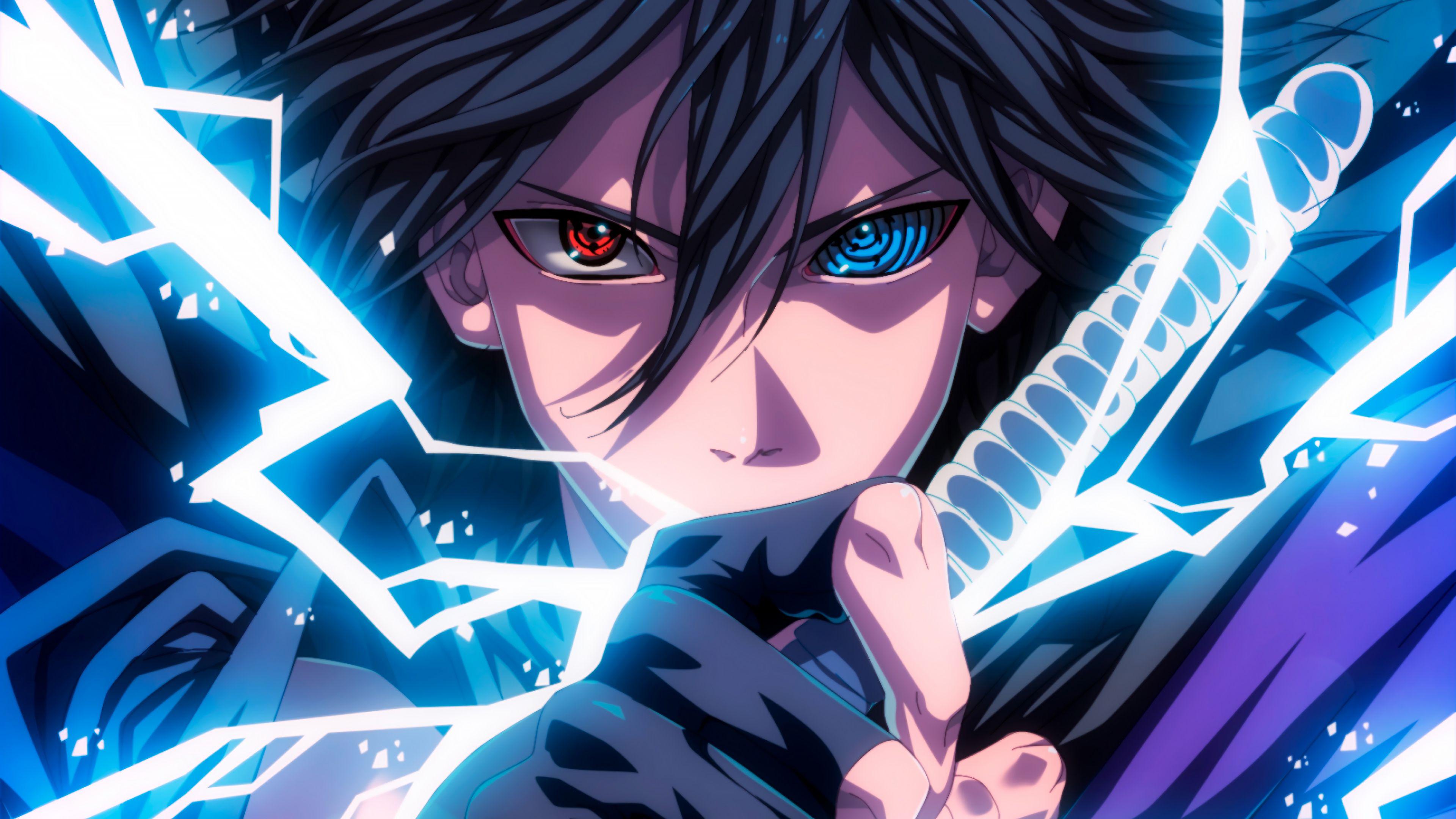 3840x2160 Sasuke Sharingan Rinnegan Eyes Lightning Hình nền Anime 4k Ultra HD