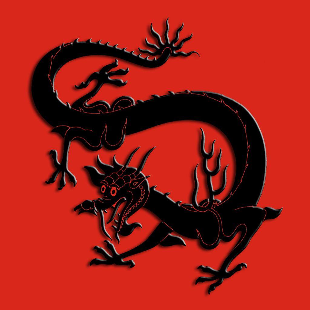 1024x1024 Free download 3DAbstract Black China Dragon Red Download