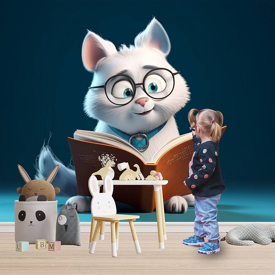 894x894 DEKOROS.COM Cute White Cat with Glasses