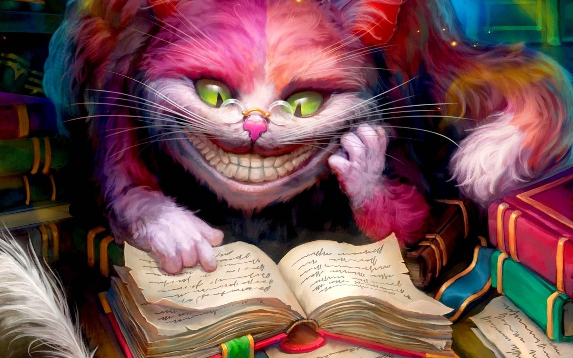 1920x1200 Download free Fantasy Cat Reading A