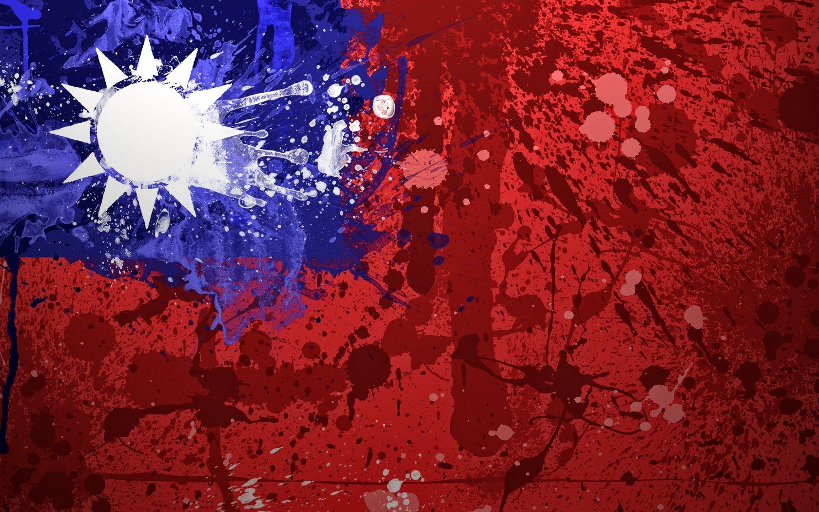 1680x1050 China Flag Texture Background Paint Stains Stock