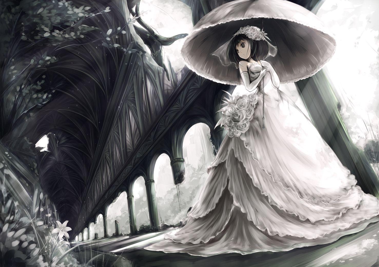 1477x1042 Anime Girl Wallpaper And Background Image - White Dress
