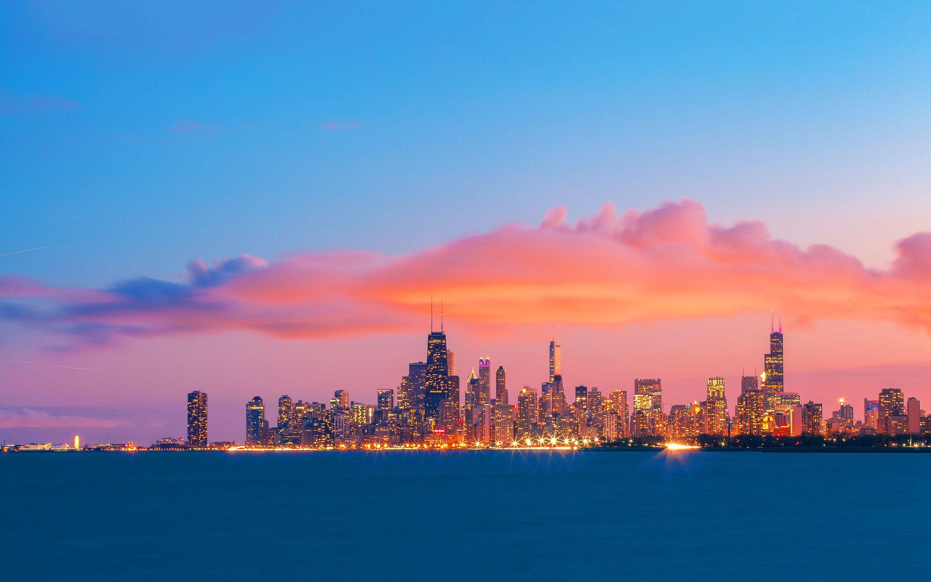 1920x1200 Chicago Sunset wallpaperx1200