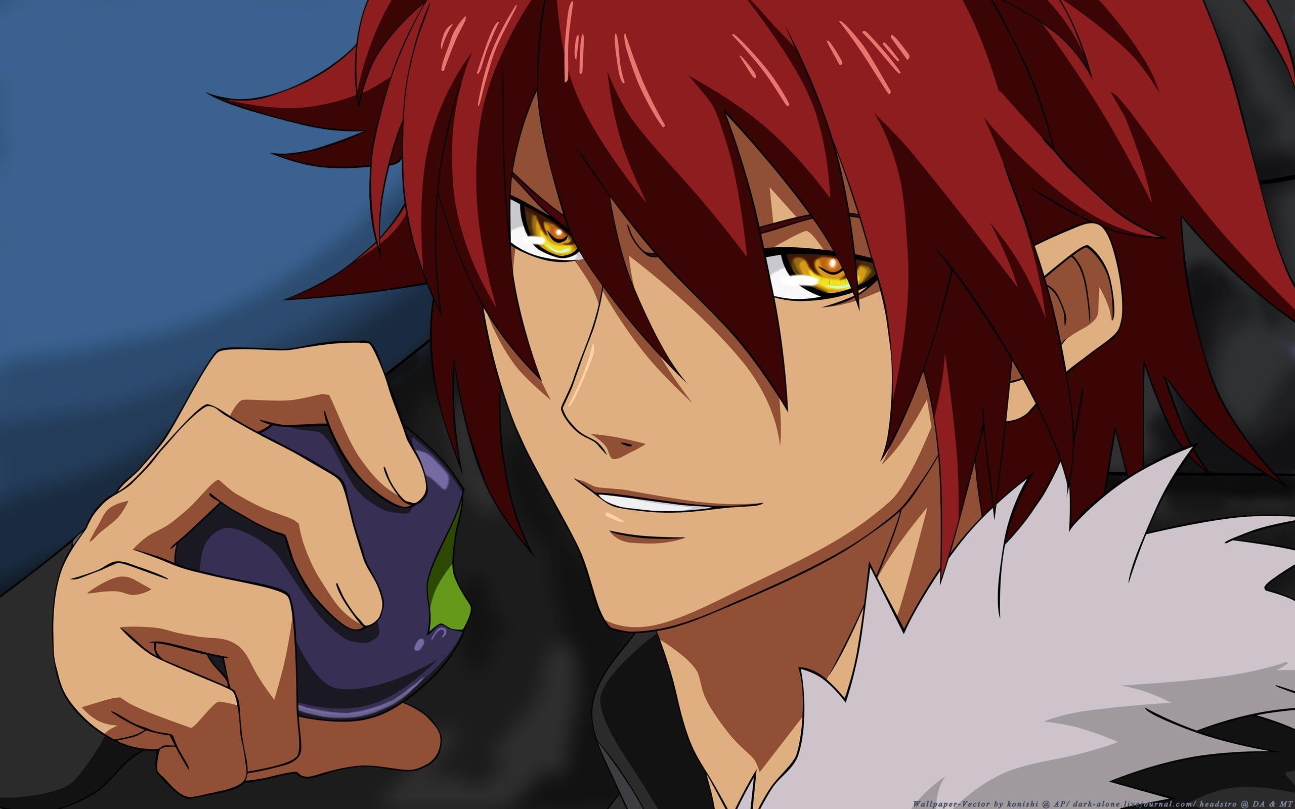 Lexica  red haired anime man in black coat