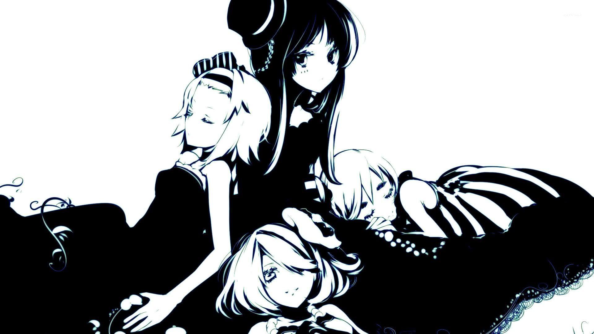 1920x1080 Hình nền Anime đen trắng