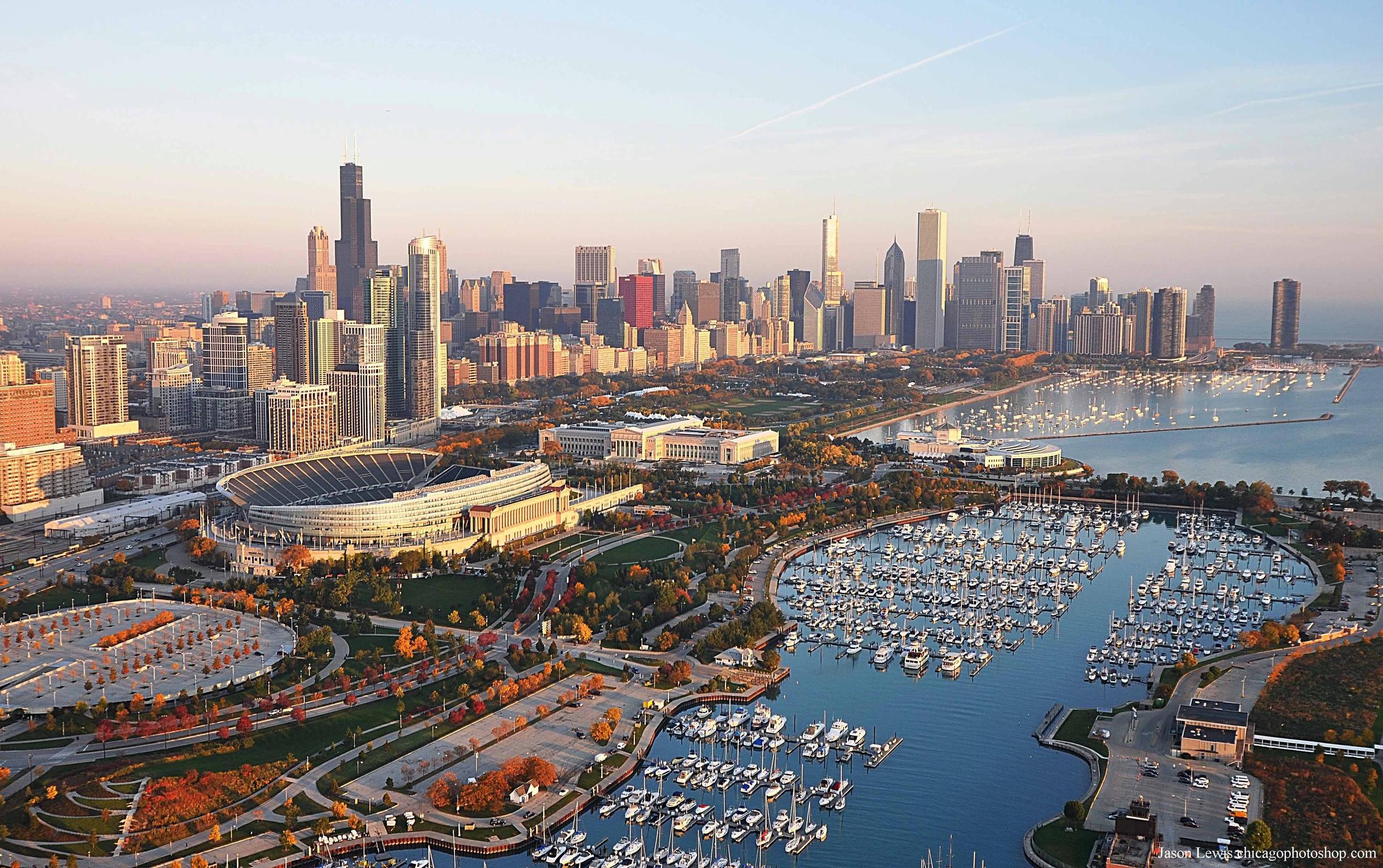 2444x1534 Chicago Lakefront Wallpaper
