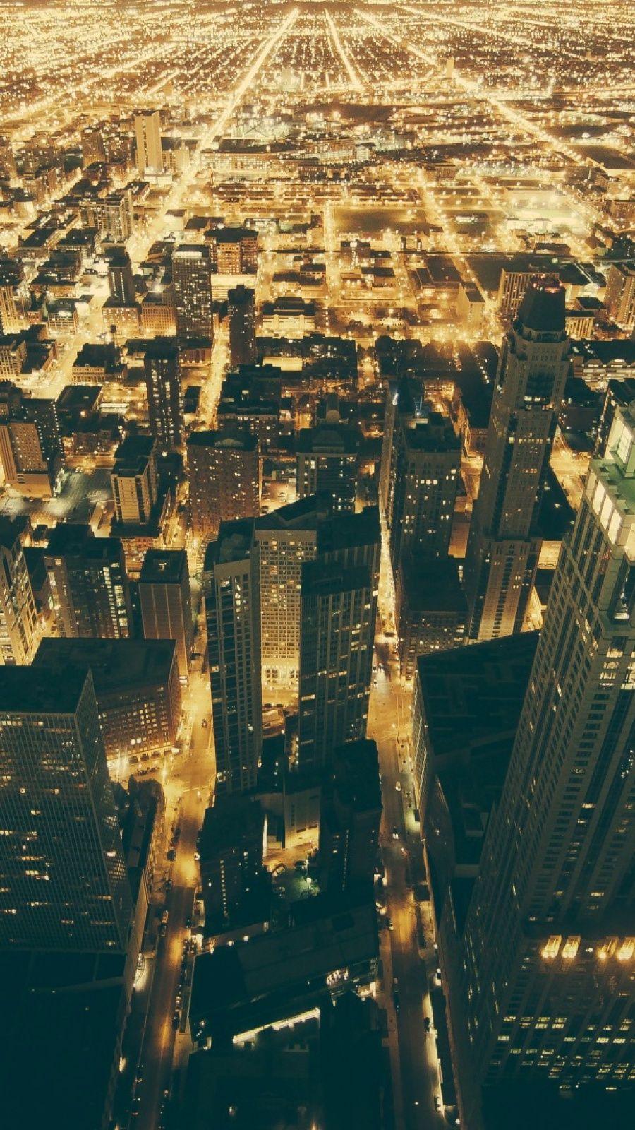 900x1600 Chicago Night Lights Mobile Wallpaper