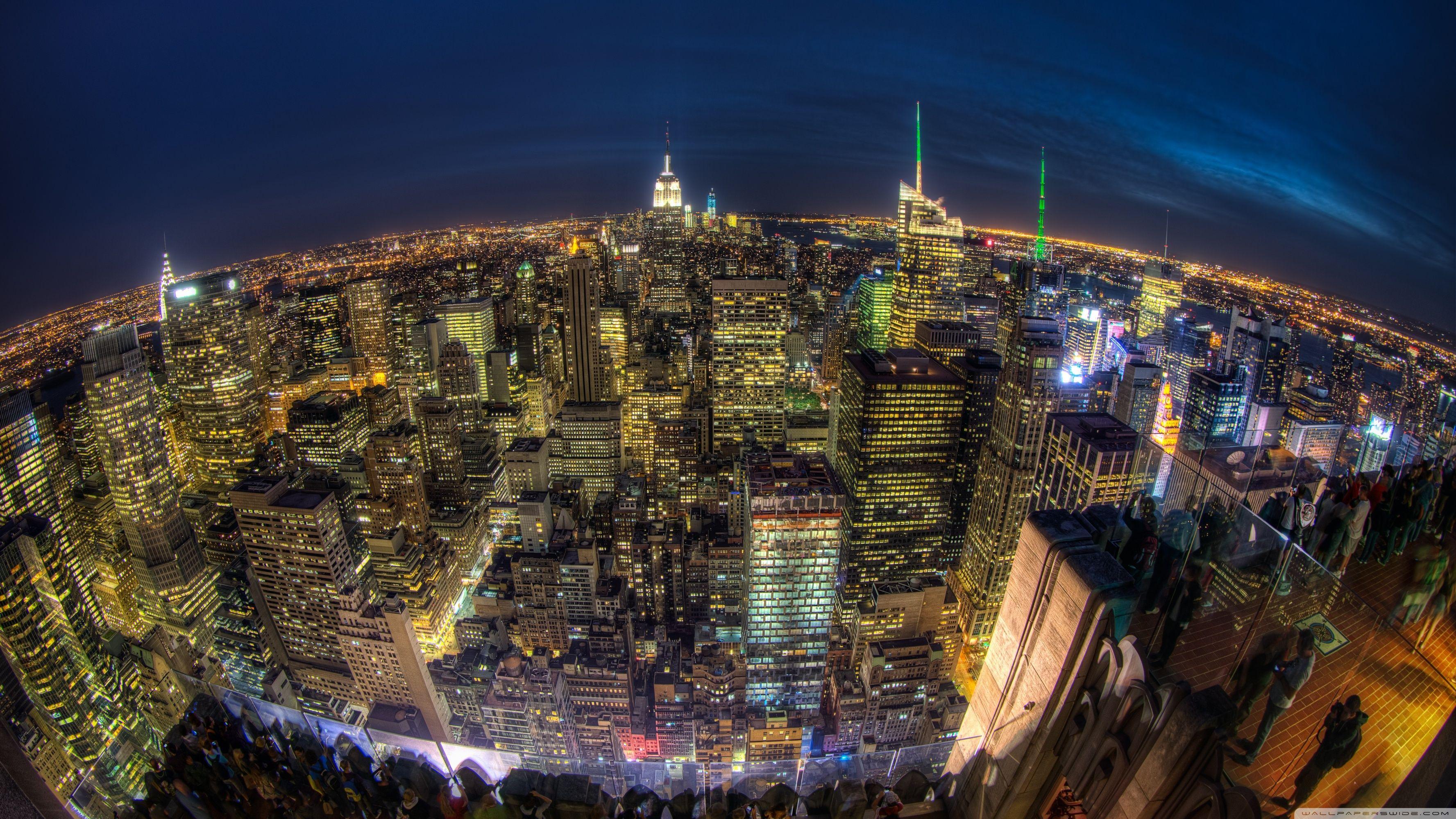 3554x1999 Manhattan At Night ❤ 4K HD Desktop Wallpaper for 4K Ultra