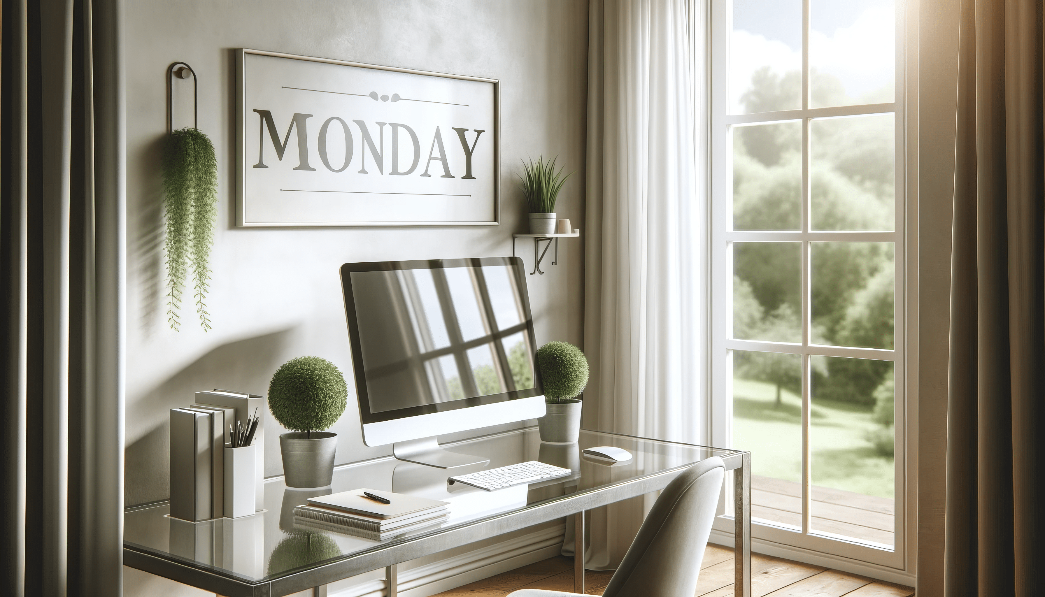 3584x2048 Sunny Monday Home Office Wallpaper
