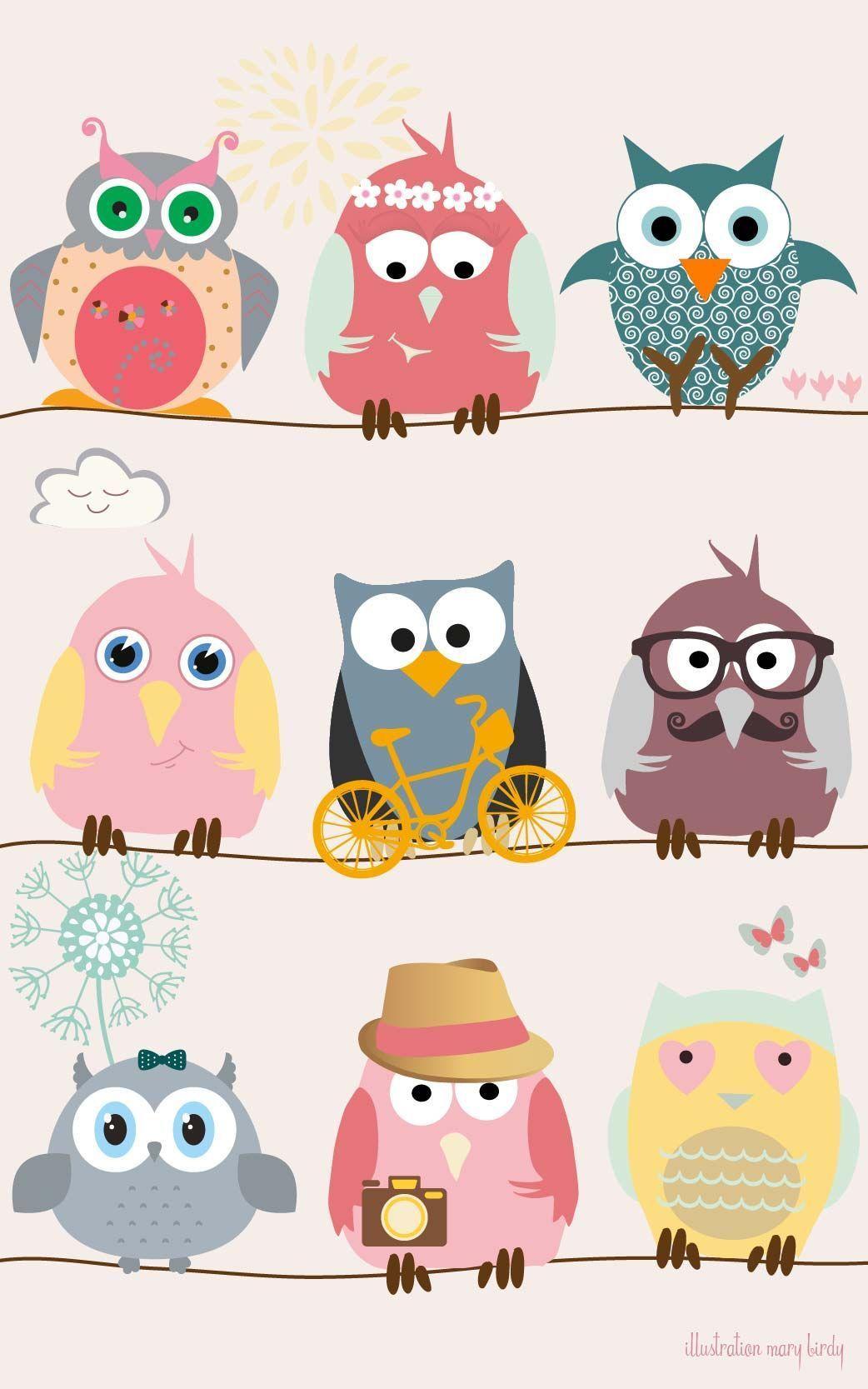 1042x1667 Cute Owl Cartoon Wallpaper