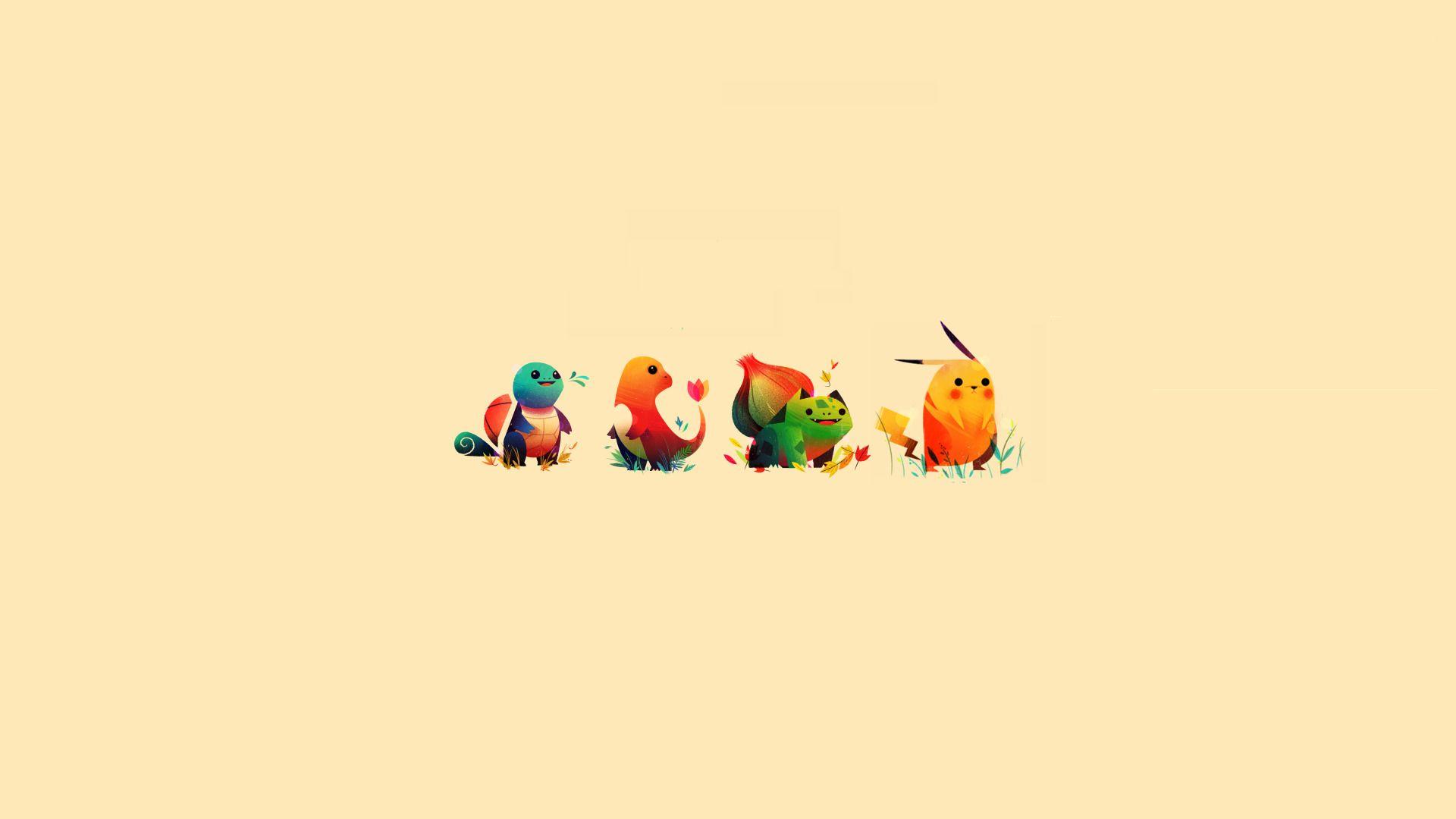 1920x1080 minimalism, Pikachu, Bulbasaur, Charmander, Squirtle, Sketches, Pokemon Wallpaper HD / Desktop and Mobile Background