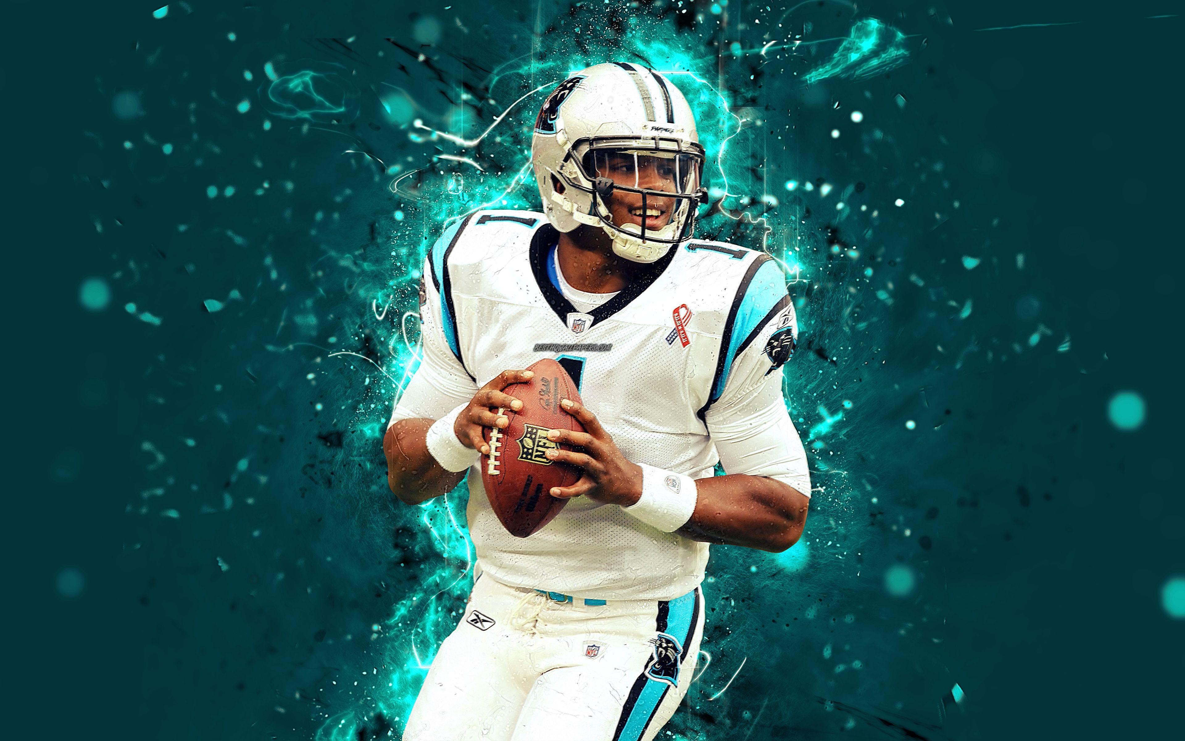3840x2400 Download wallpaper 4k, Cam Newton, abstract art
