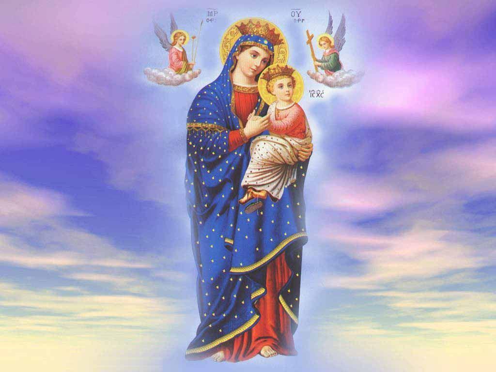 1024x768 Hoạt hình Chúa Giêsu.  Hình nền Đức mẹ Maria được đưa ra ngay trên
