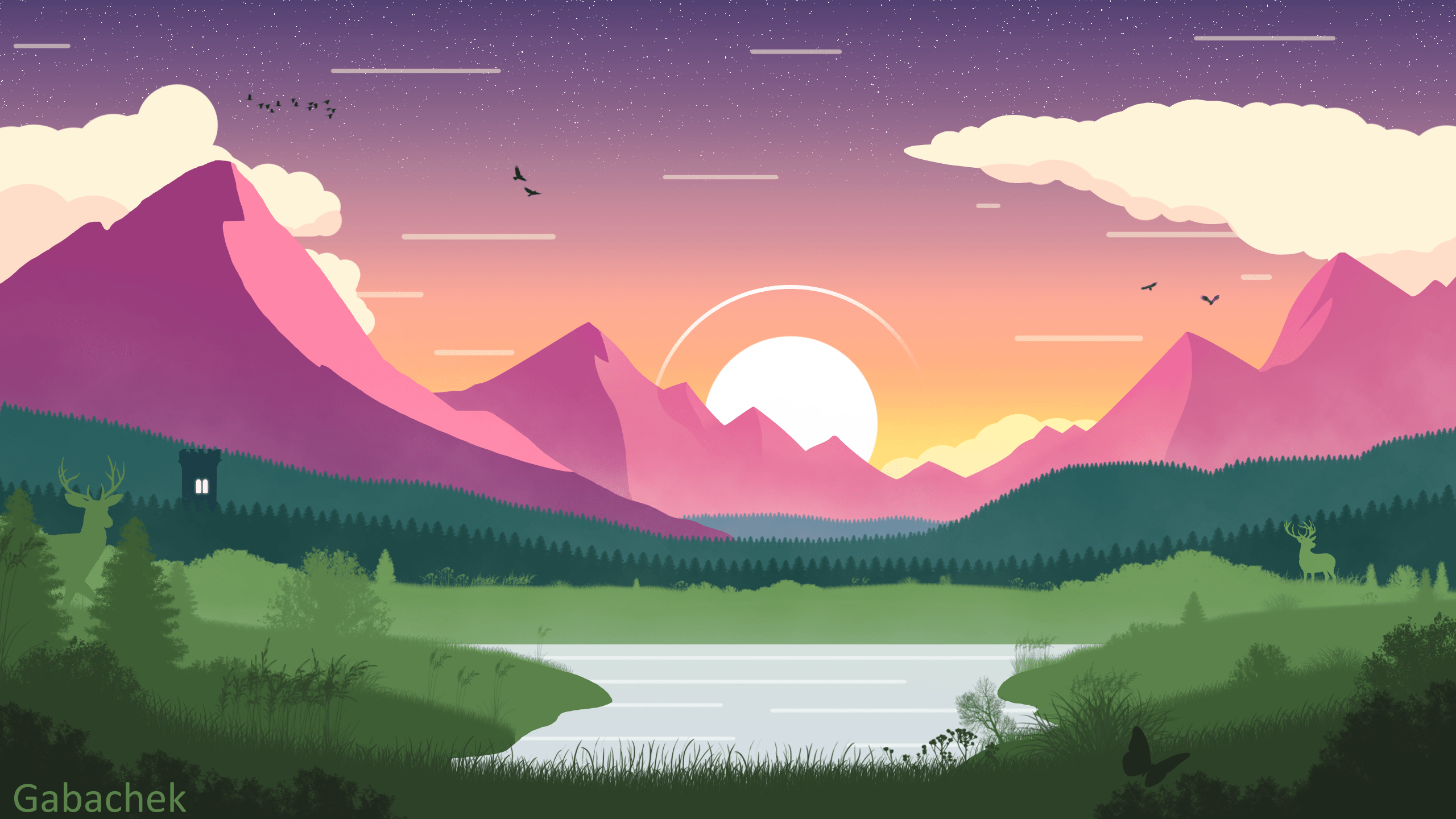 2560x1440 Gabachek, 2D Flat, minimalism, CGI