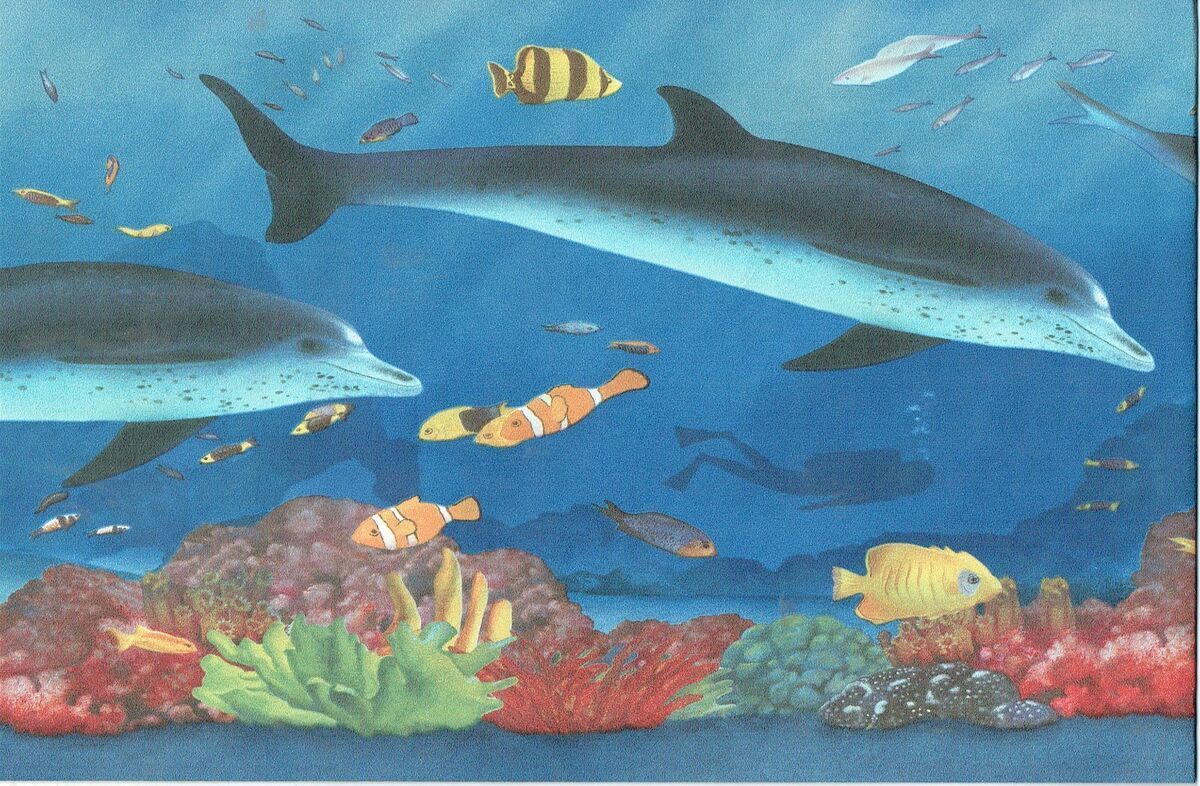 1200x786 AQUATIC LIFE DOLPHINS CLOWNFISH CORAL