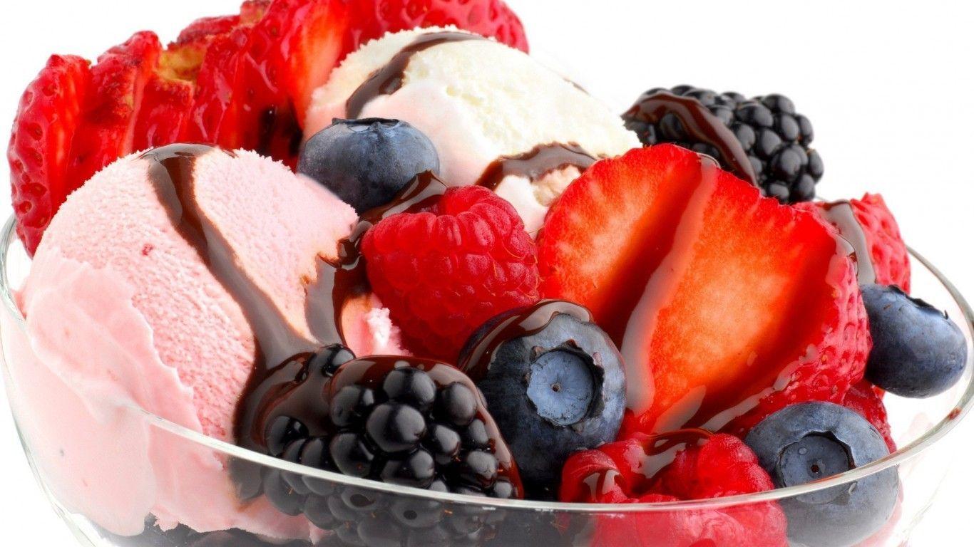 1366x768 fruits 3D HD. Random Fruits And Sweet Ice Cream HD