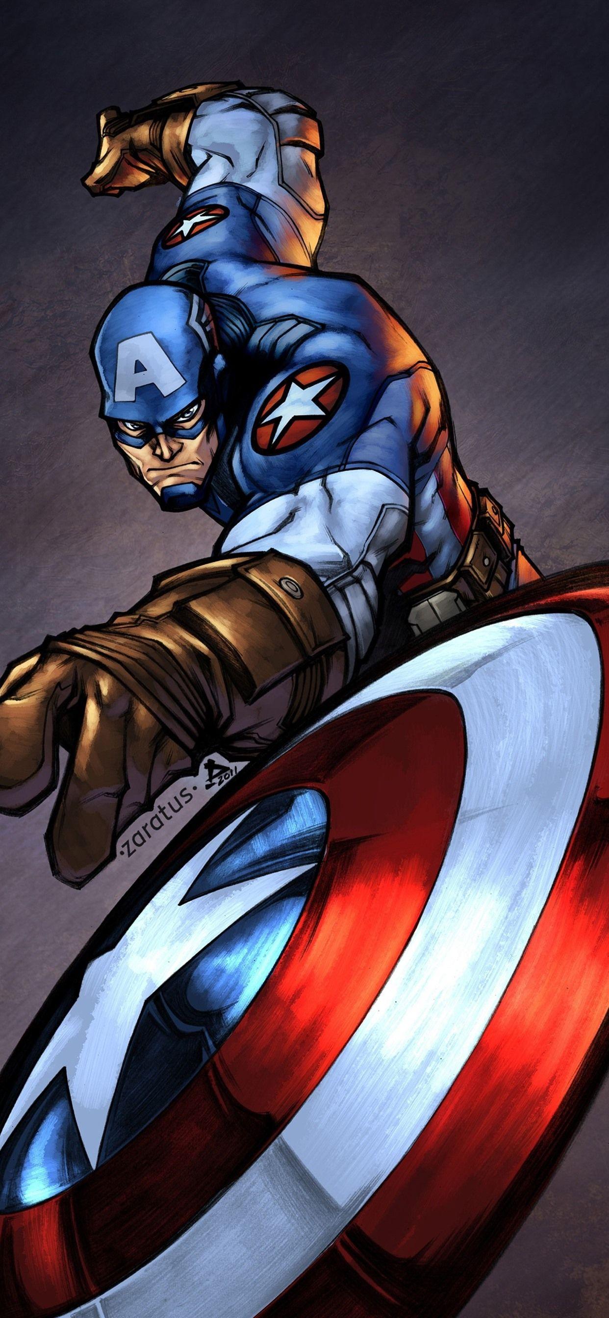 1242x2688 DC Comics heroes, Thor, Captain America, Iron Man, art