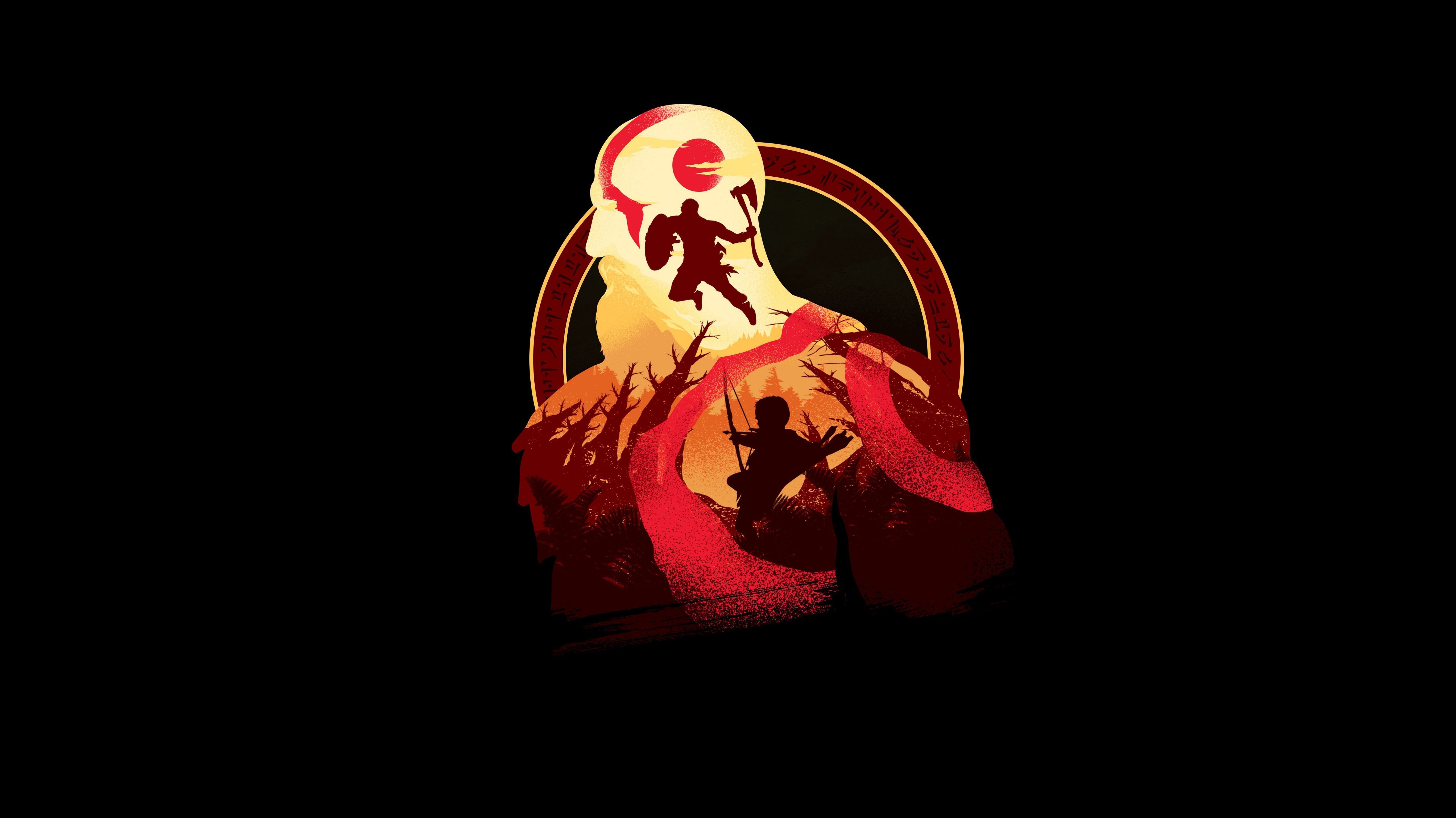 5120x2880 God of War Wallpaper 4K, Kratos, Black background, 5K, 8K