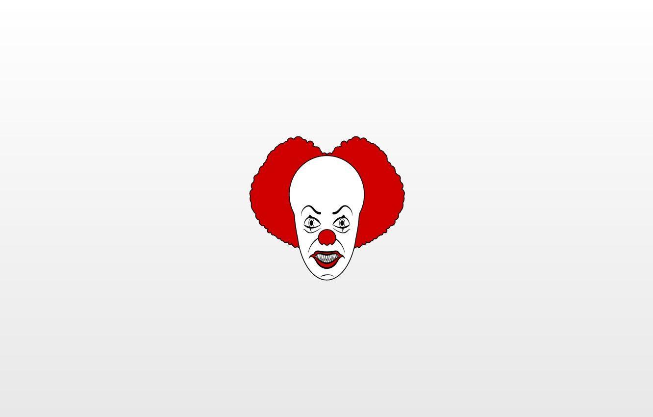 1332x850 Wallpaper Red, Minimalism, White, Clown, Art, Stephen King