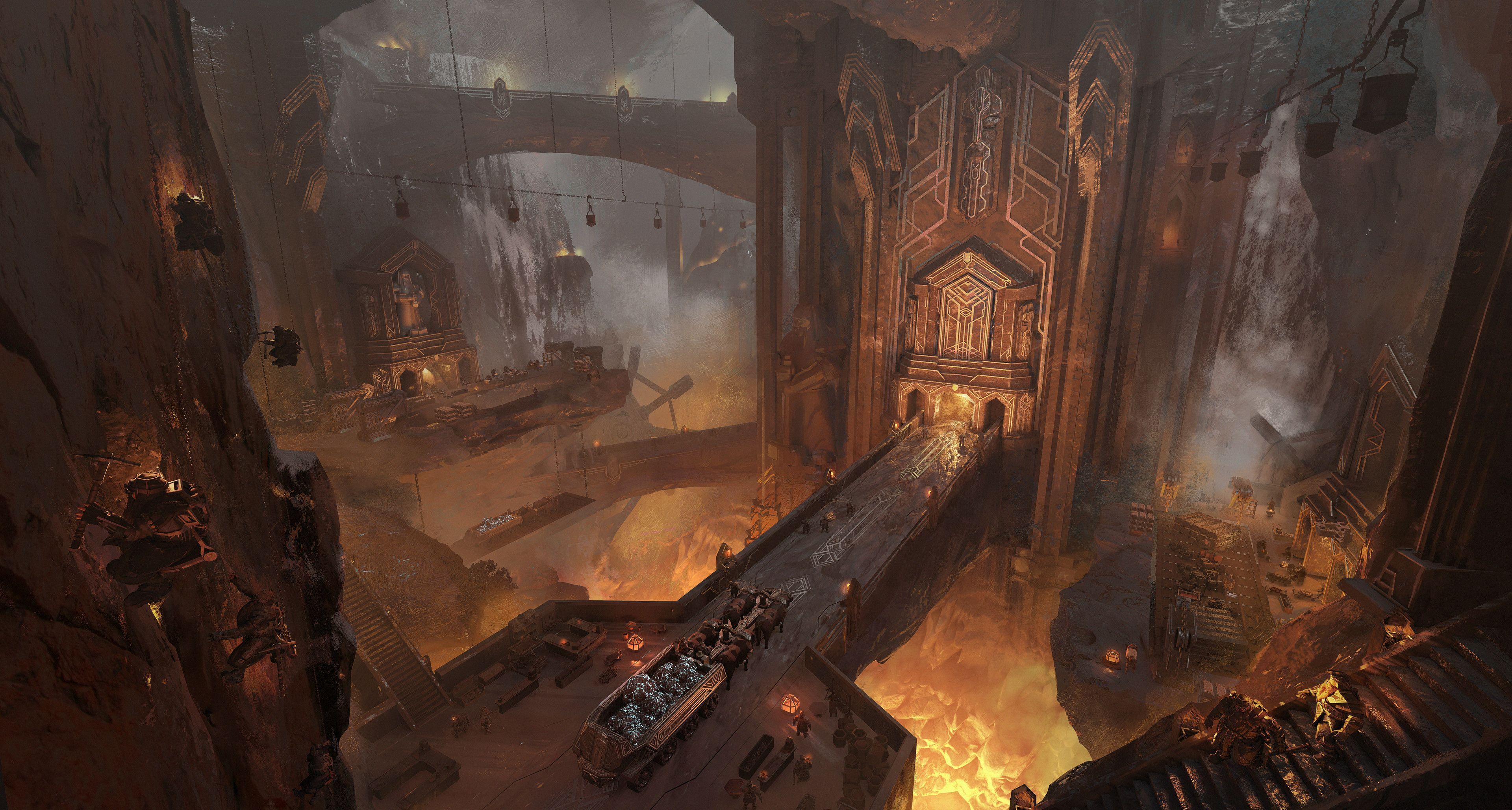 3840x2056 Download Fantasy Cave HD Wallpaper