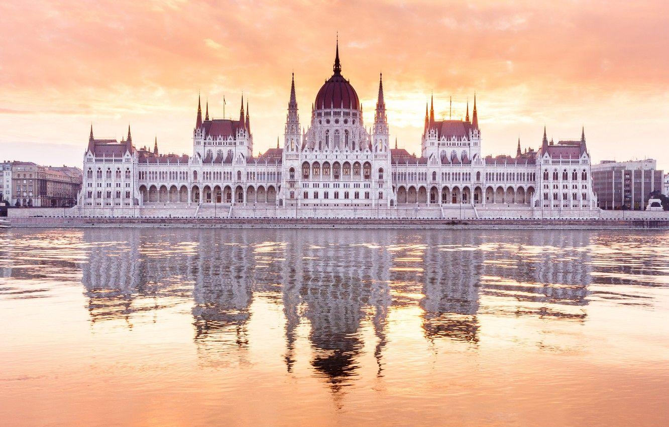 1332x850 Wallpaper reflection, river, Parliament, Hungary, Budapest