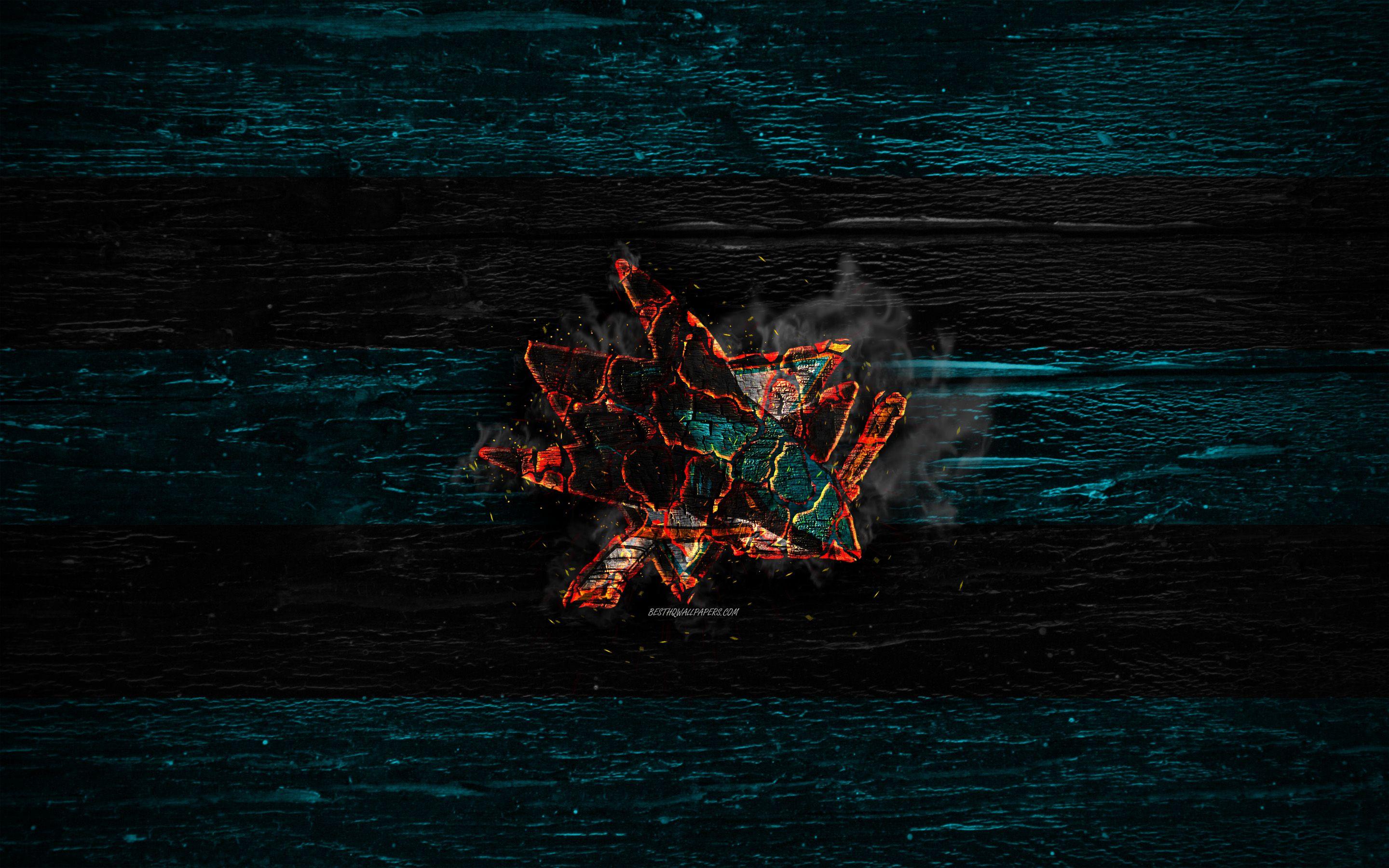 2880x1800 Download wallpaper San Jose Sharks, fire logo, NHL, blue