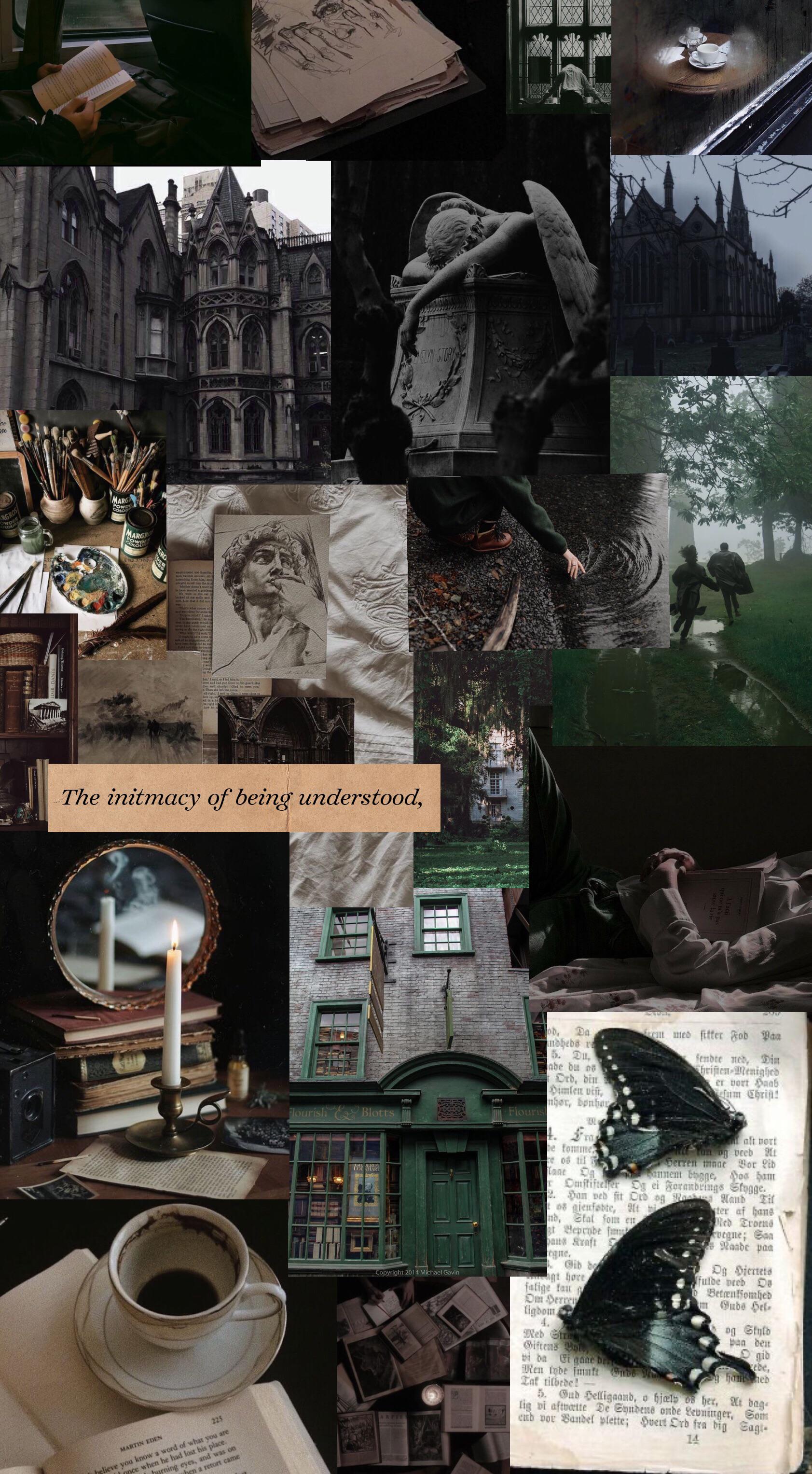 1683x3054 Dark Academia collage wallpaper