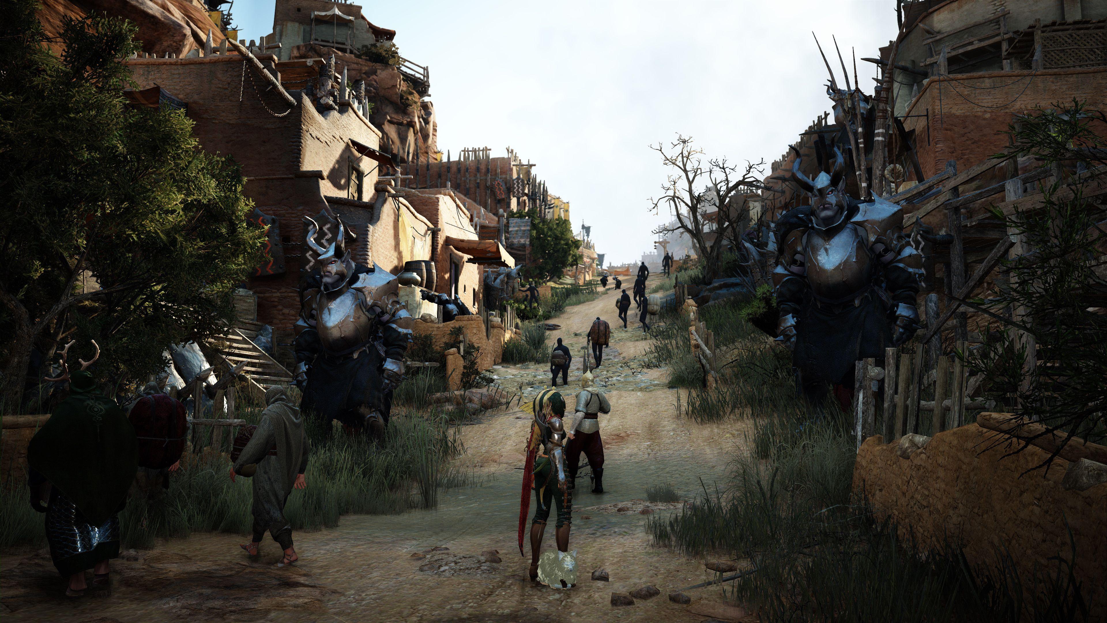 3840x2160 Picture Black Desert Armor warrior Village 3D Graphics