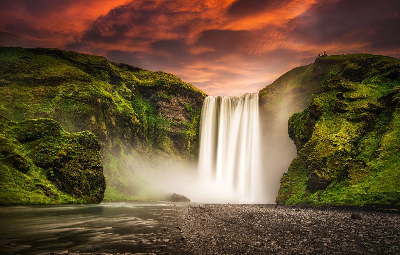 1280x816 Photos Iceland Skogafoss Nature mountain Waterfalls Rivers