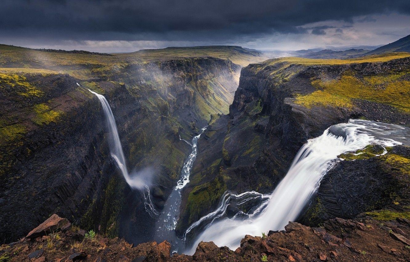 1332x850 Wallpaper river, canyon, gorge, waterfalls, Iceland image
