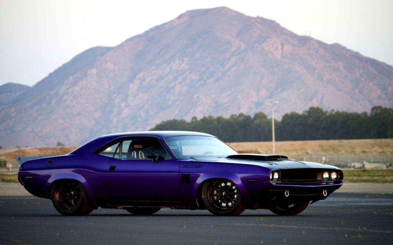 1265x790 Dodge Challenger Purple Car Wallpaper Colorful Wallpaper