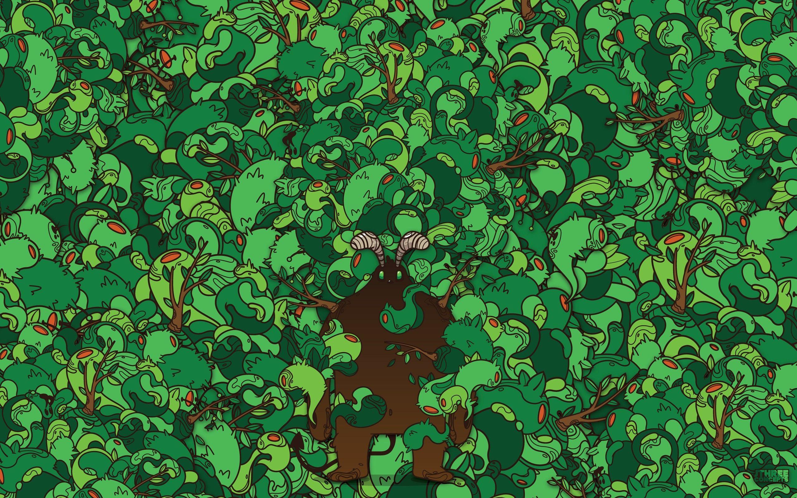 2560x1600 Green abstract forest vector hipster artwork wallpaper