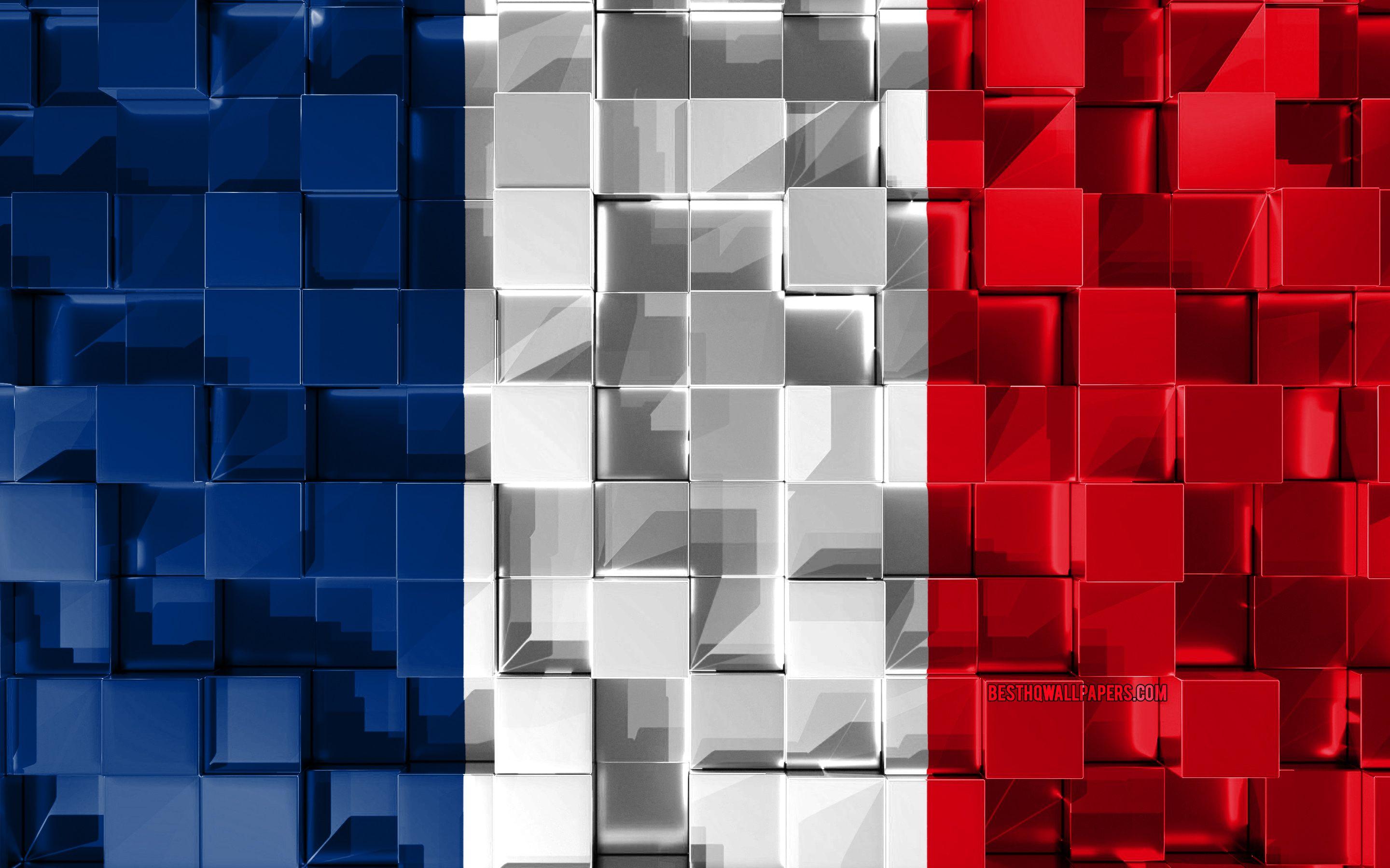 2880x1800 Download wallpaper Flag of France, 4k, 3D flag, 3D cubes