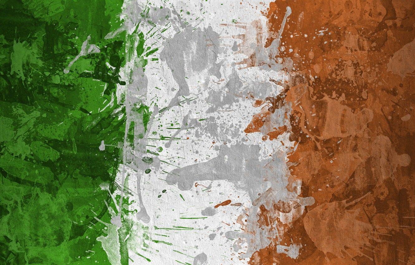 1332x850 Wallpaper paint, flag, Ireland, flag, Ireland, The Republic