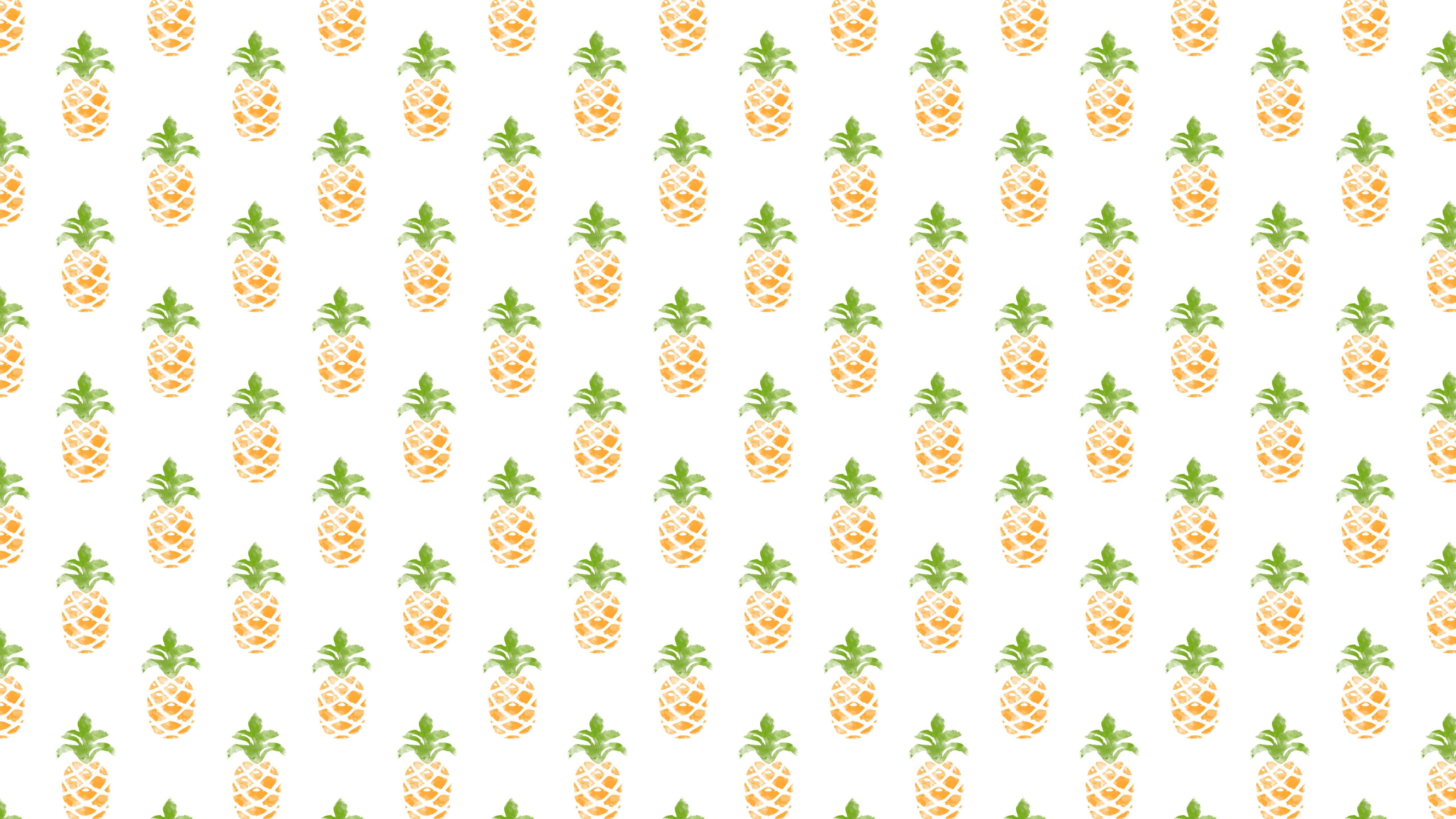 5120x2880 Pattern illustration fruit pineapple greenish yellow women