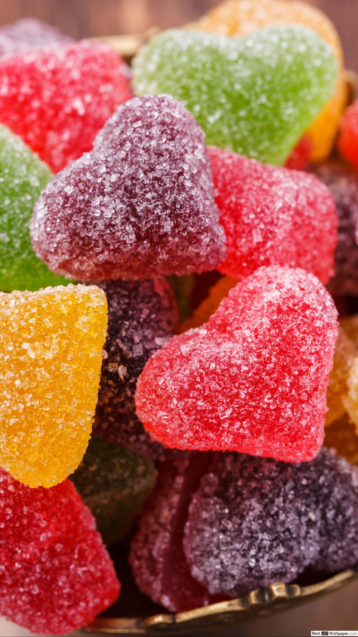 1242x2208 Valentine's day marmalade heart candies HD