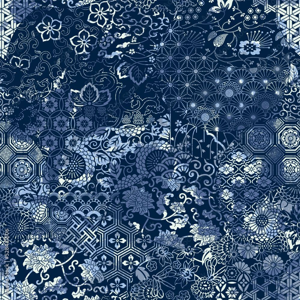 1000x1000 Traditional Japanese blue fabric