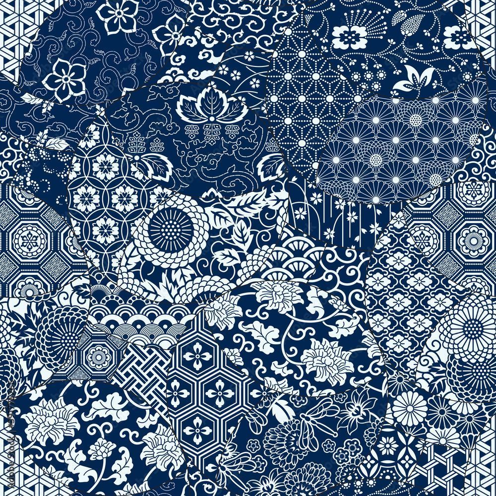 1000x1000 Japanese traditional fabric patchwork