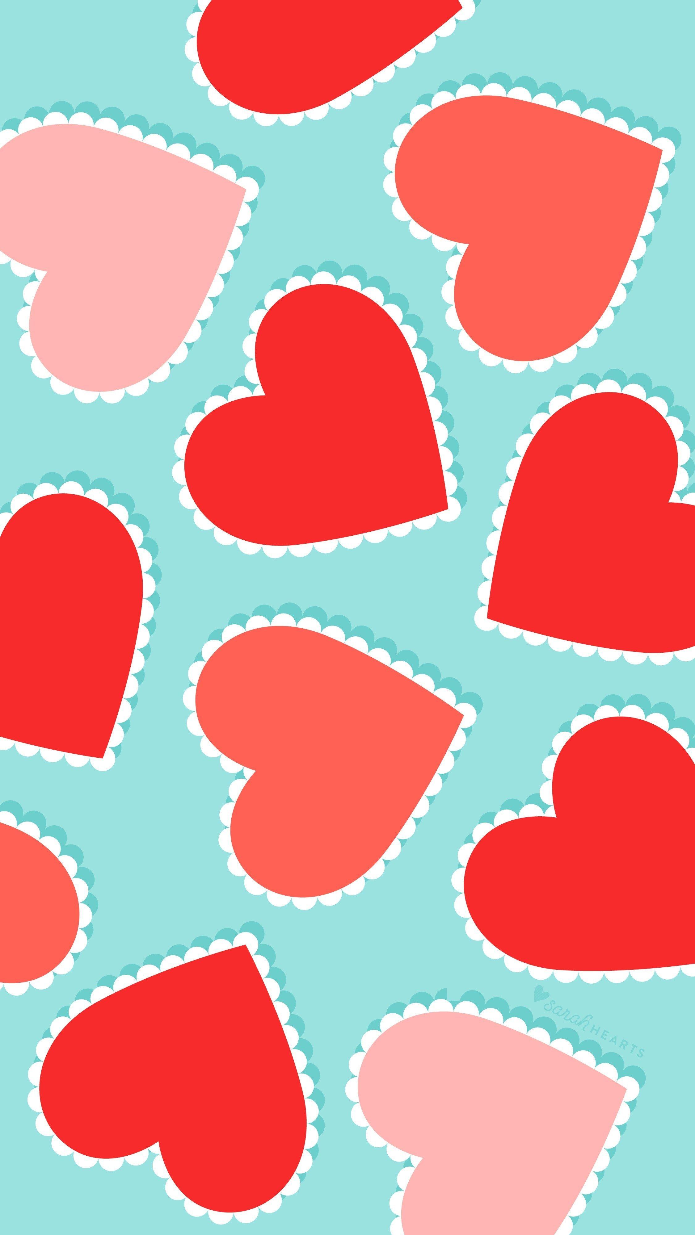 2250x4000 Free Scalloped Heart Valentine's Day Wallpaper