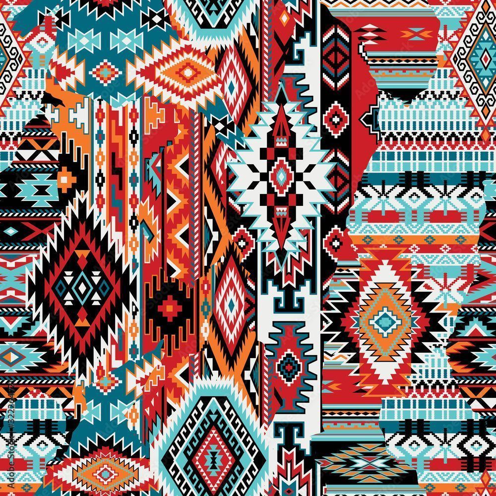 1000x1000 Native American fabric patchwork