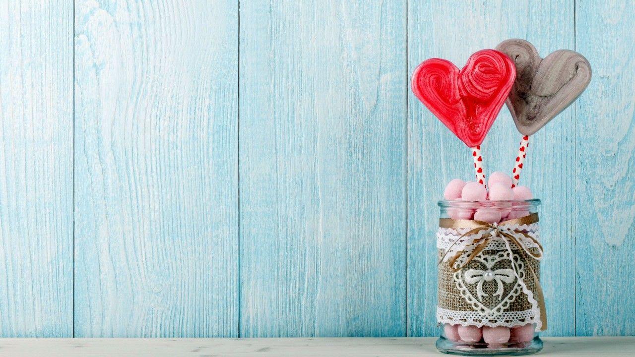1280x720 Wallpaper Love hearts, Lollipops, Candies, HD, Love