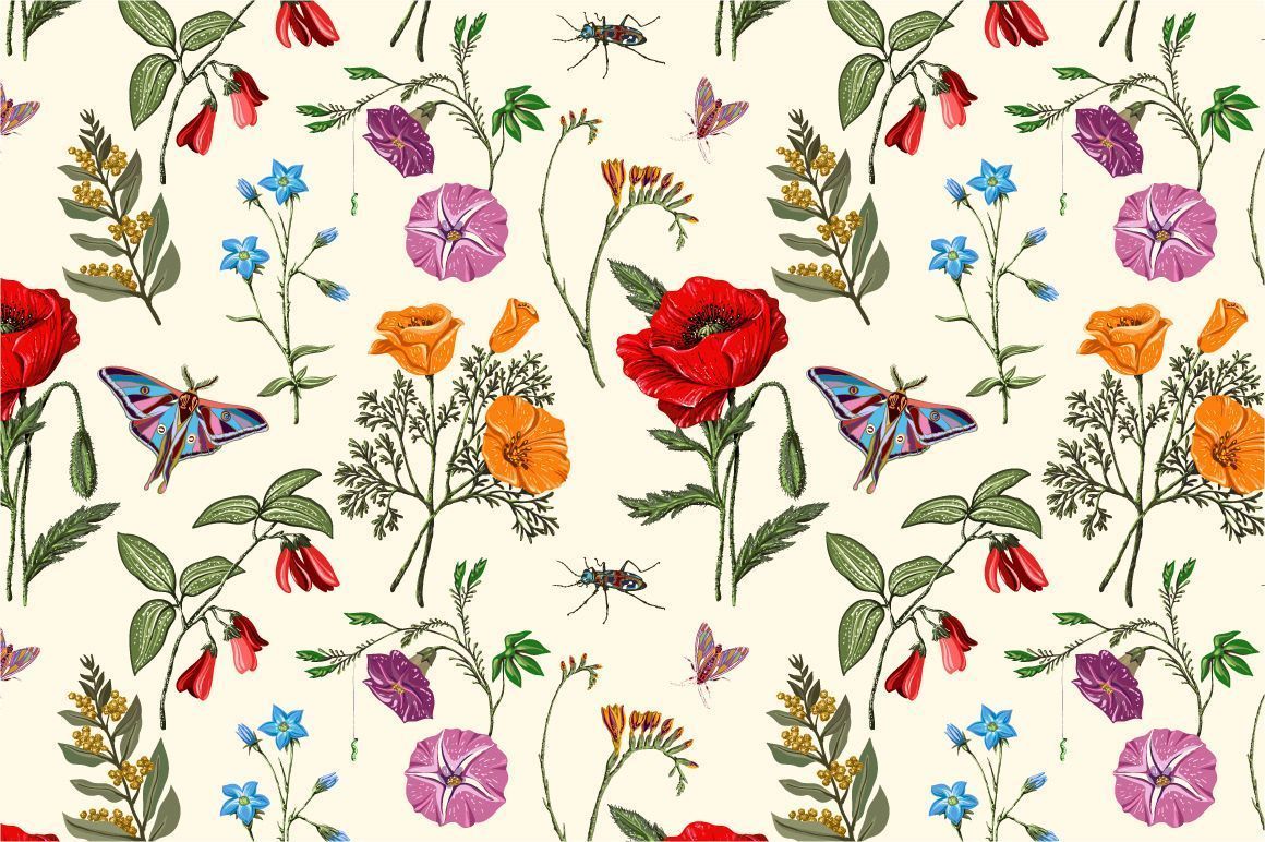 1160x772 Floral pattern. Design for fabric