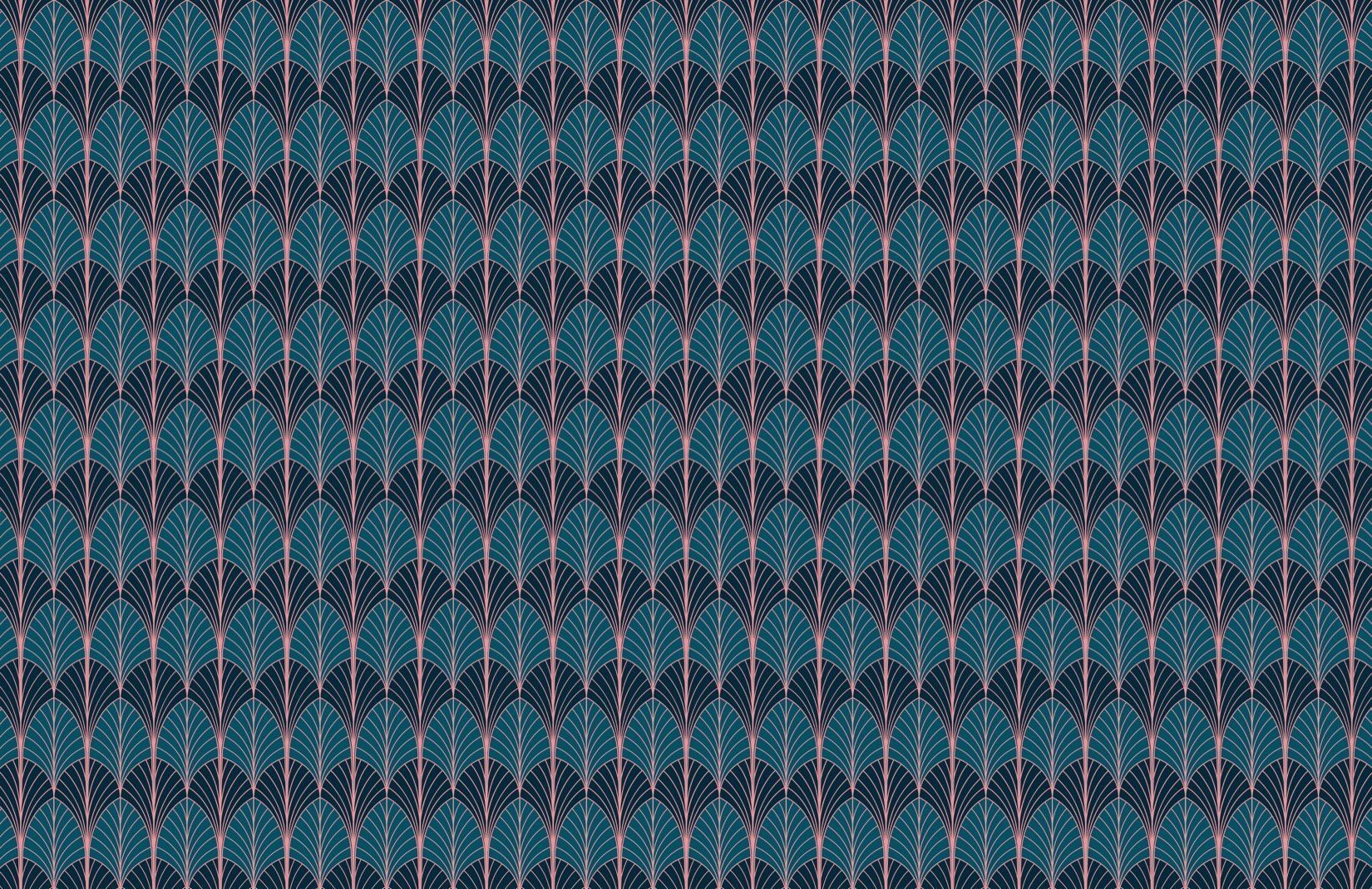 1650x1070 Blue Art Deco Palm Leaf Pattern
