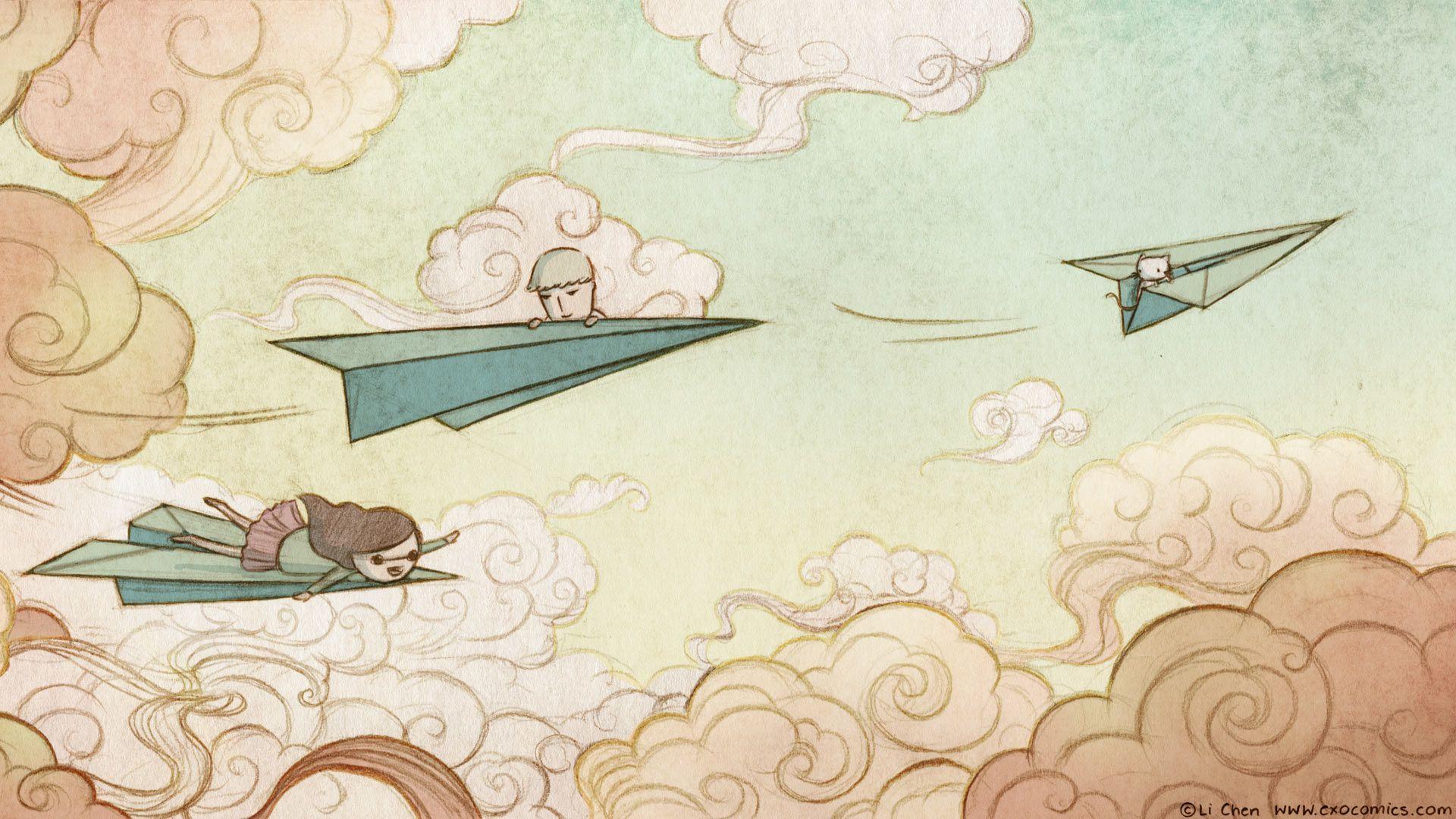 1920x1080 Download Paper Airplane Wallpaper (30)