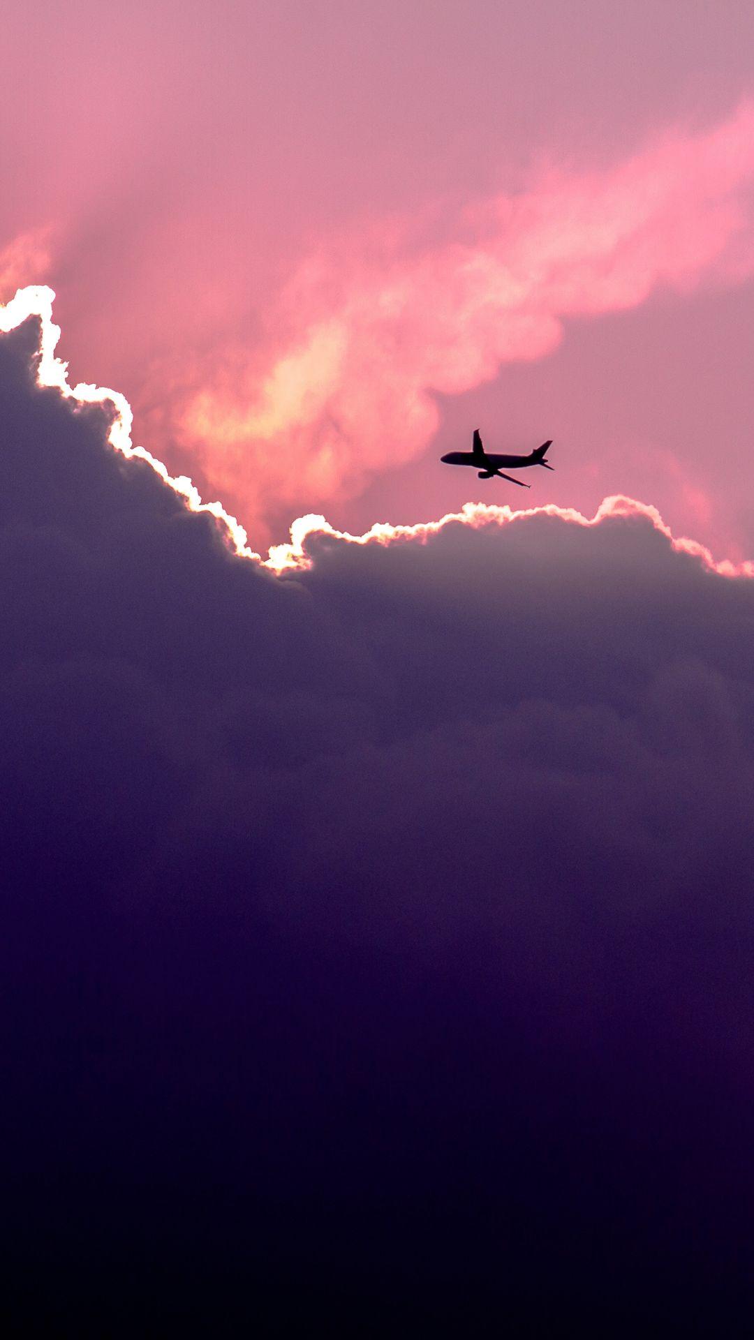 1080x1920 Plane Above Sunset Clouds Tải xuống Hình nền iPhone 6