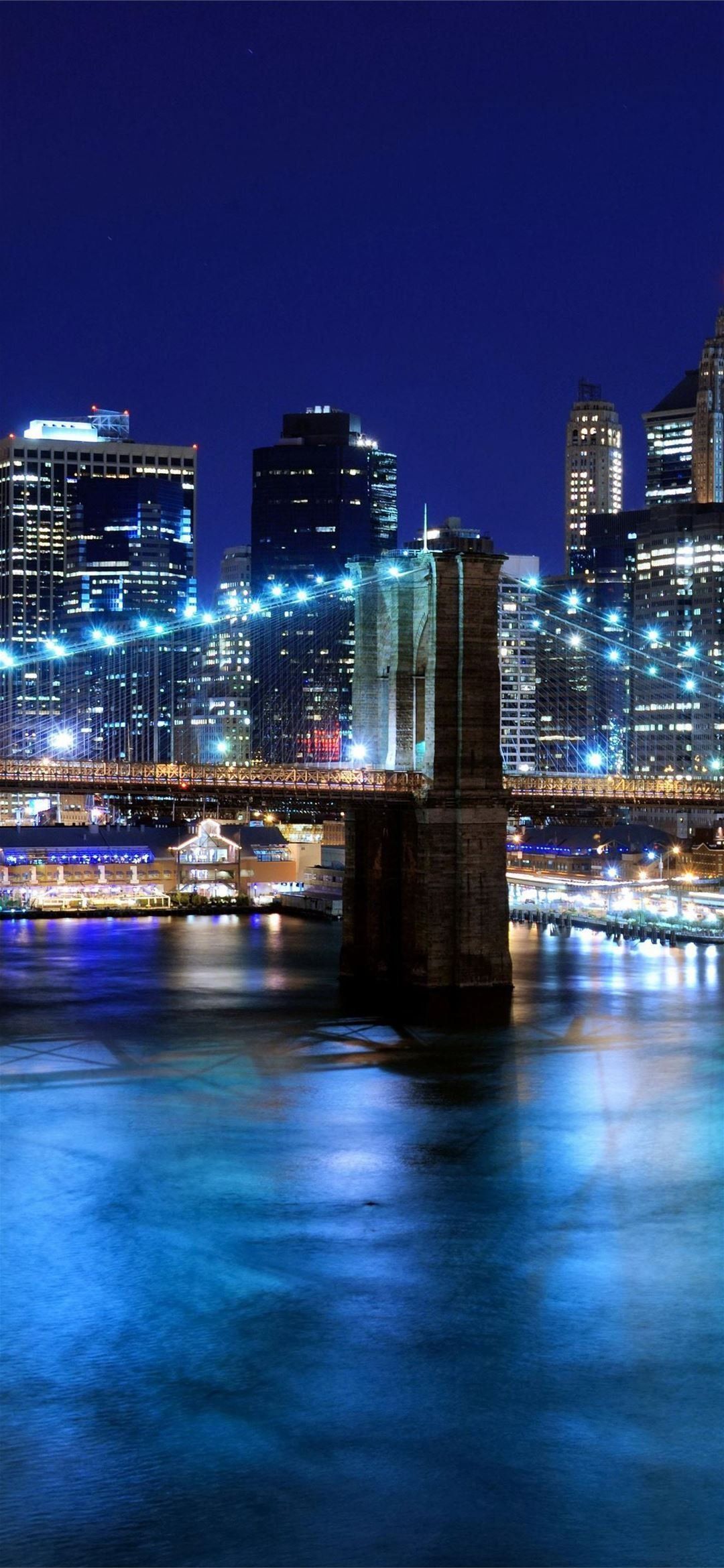 1080x2340 Brooklyn bridge night Wallpaper